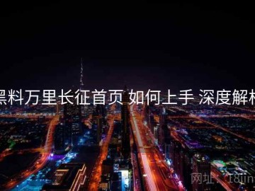 黑料万里长征首页 如何上手 深度解析